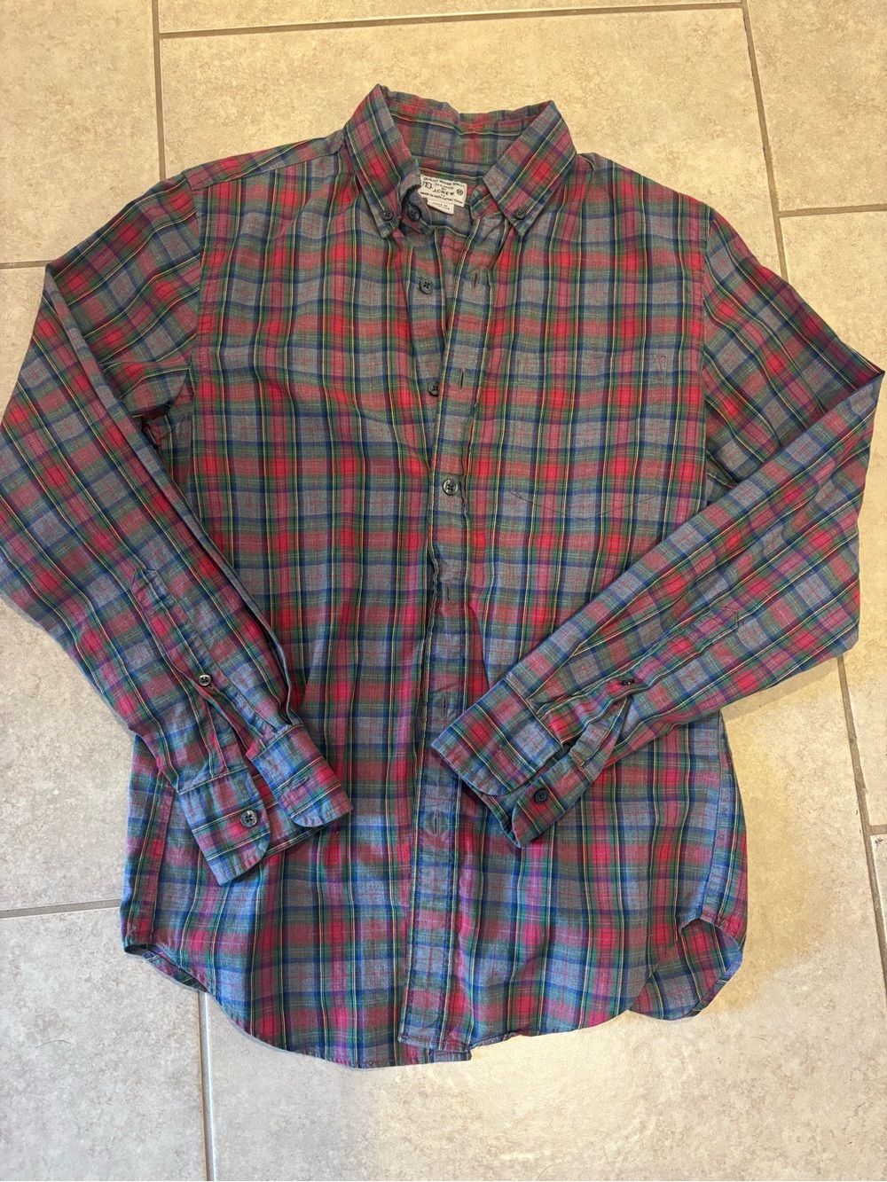 J. Crew Red and Green Plaid Button-Down Shirt